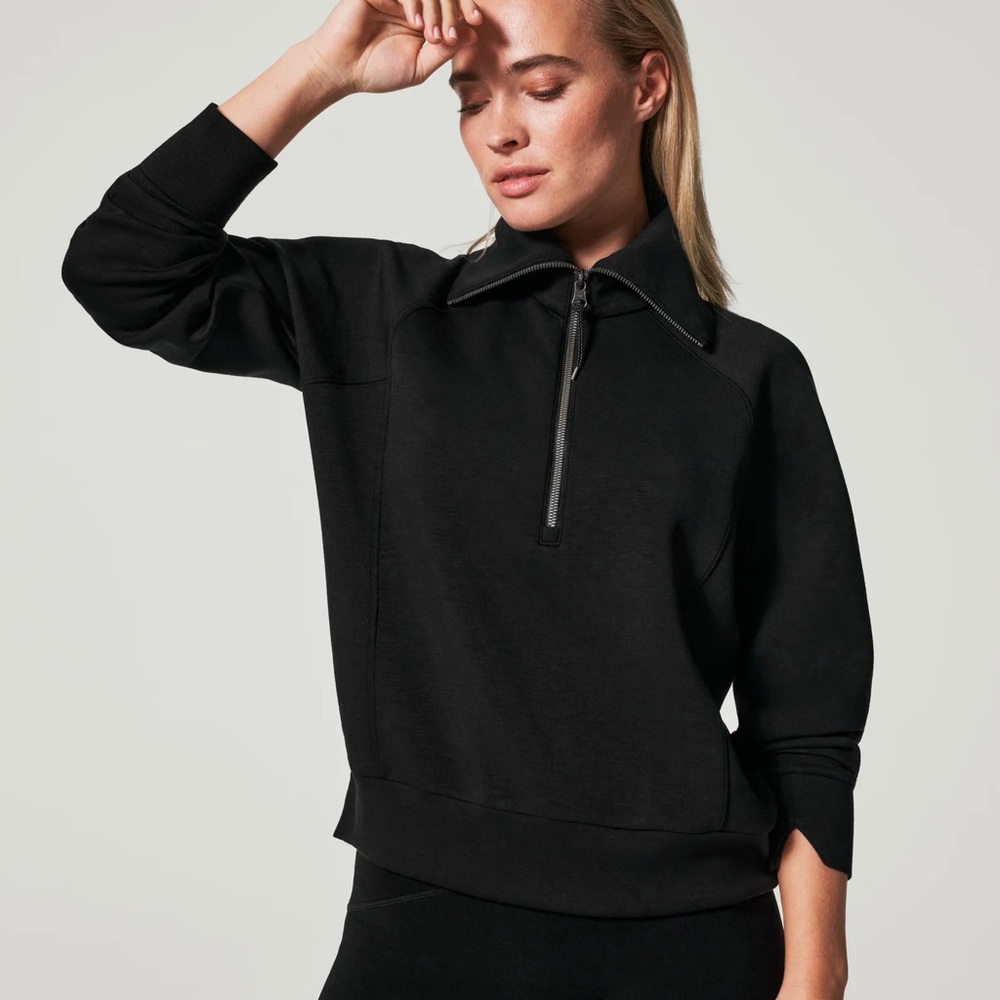 Spanx AirEssentials Half Zip Black Size Small